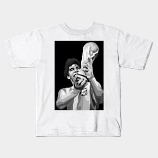 Diego Maradona Black And White Art Kids T-Shirt